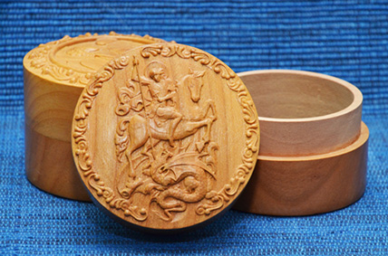 Kutija za tamjan / nakit sa motivom ikone svetog Đorđa